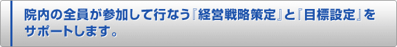 院内の全員が参加して行なう『経営戦略策定』と『目標設定』をサポートします。